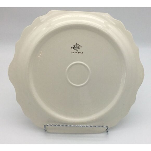 Harker Pottery Company Vintage Platter Center Floral Design 22K Gold Details - Picture 6 of 8